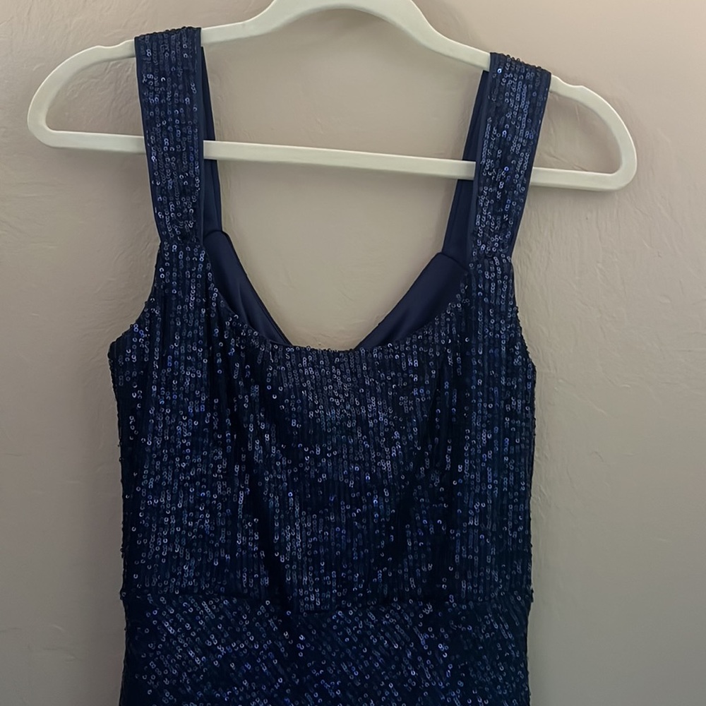 Laundry by Shelli Segal Women’s Square Neck Blue Sequin Midi Cocktail Dress 10 - Picture 13 of 17